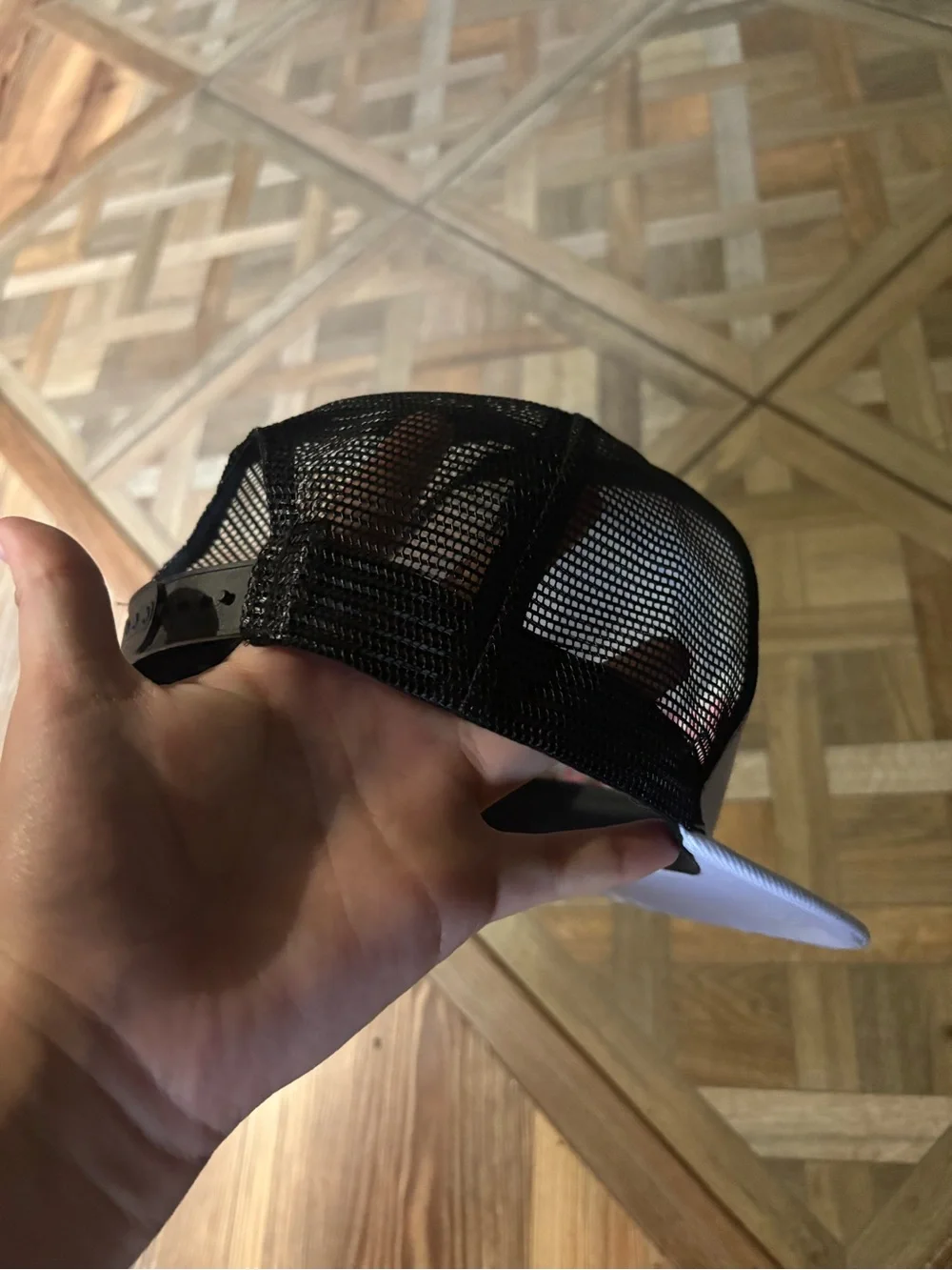 Crazy Ass Cattle Co. white & black hat with pink logo